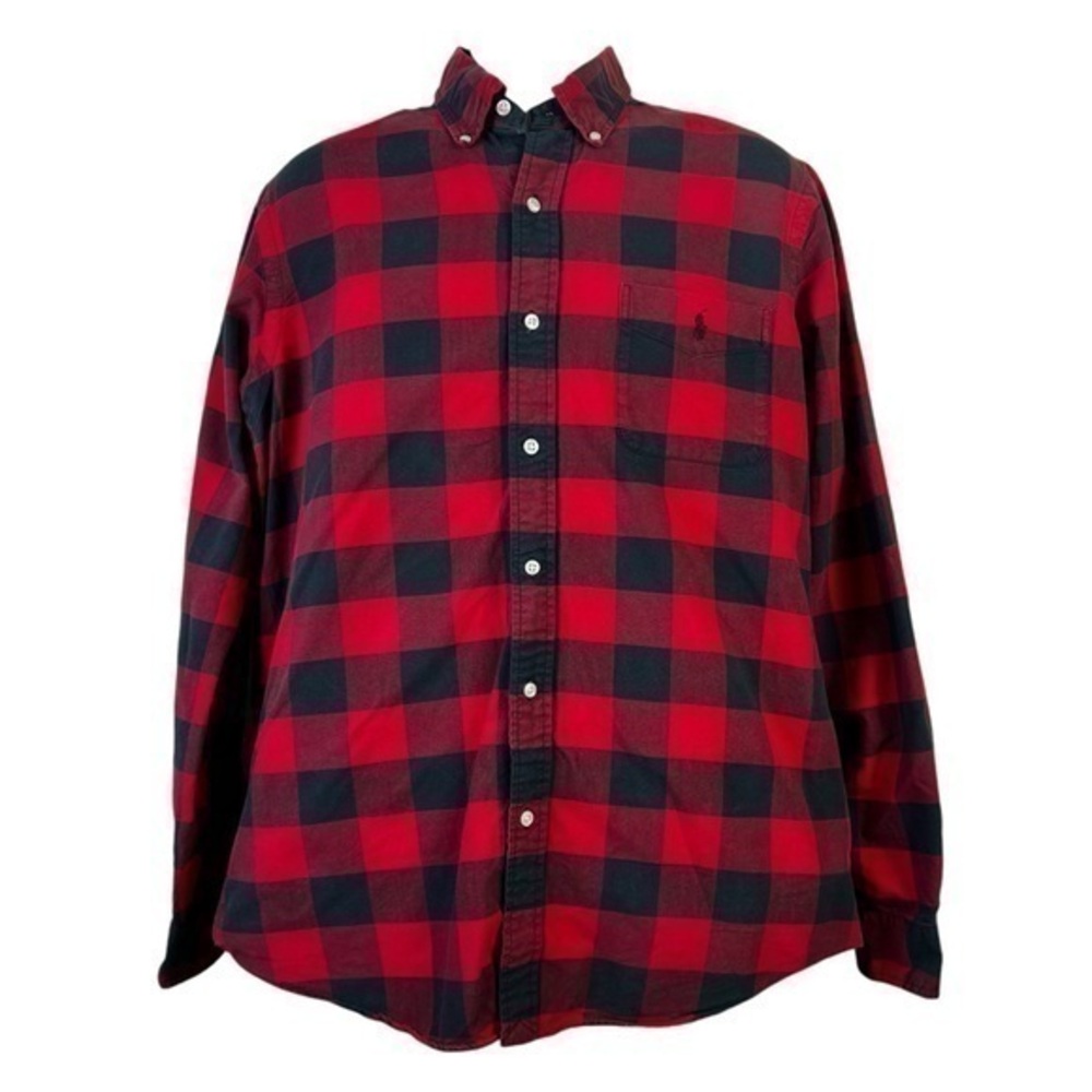 Ralph Lauren Striped Casual Shirt Red Black Button down Size L